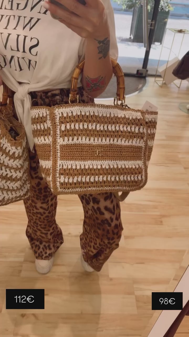 Borsa shopper con manici bambù