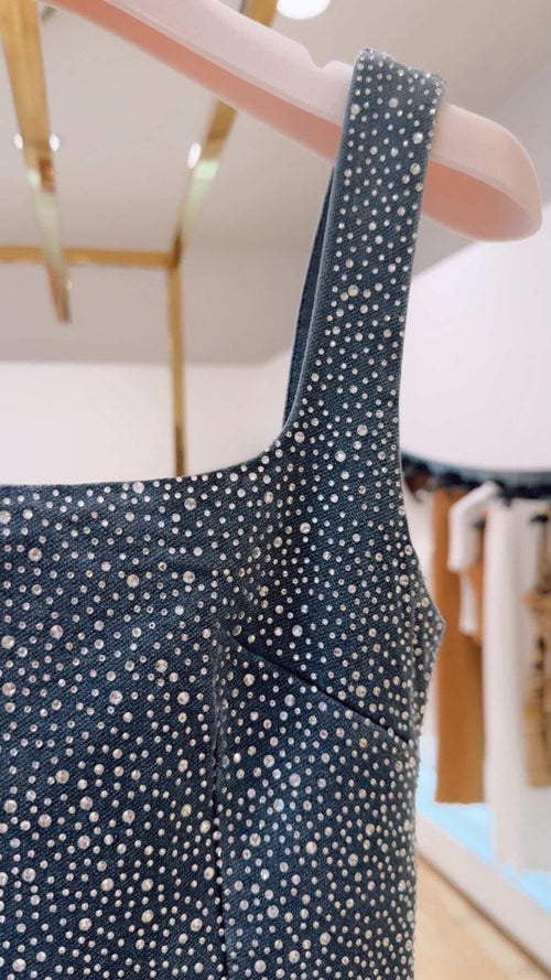 Abito denim con strass