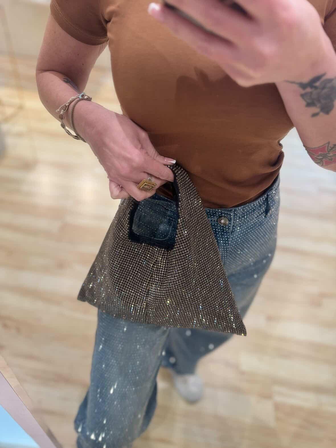 Borsa Mini Hobo strass