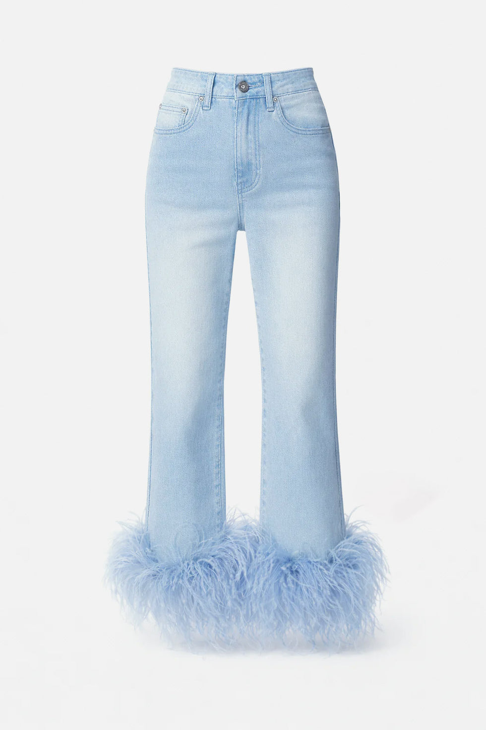 Jeans con piume