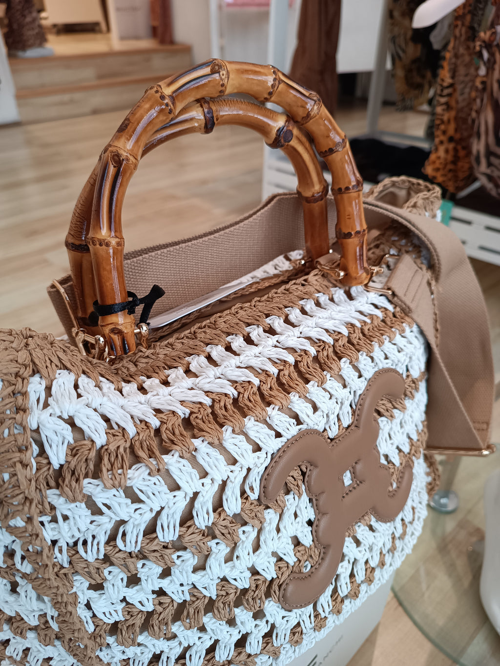 Borsa shopper con manici bambù